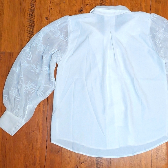 NWT Soft Surroundings white balloon sleeve Lorenzo blouse, size S - Picture 5 of 9